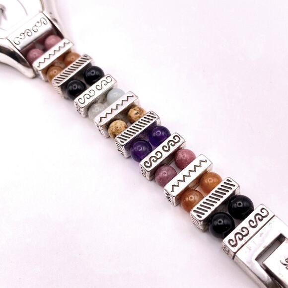 Vintage BRIGHTON BERGAMO Silver Plated Watch Gemstone New Battery Works MSRP 125 main image 6